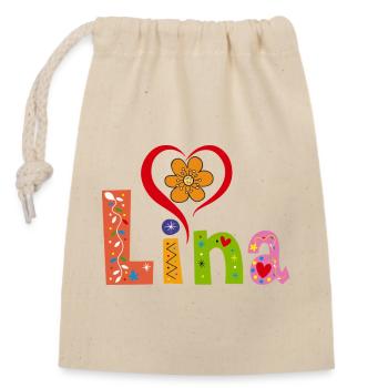 Lina Nom Tee - Sac cadeau en coton avec cordon (14 x 20 cm) - nature - Devant