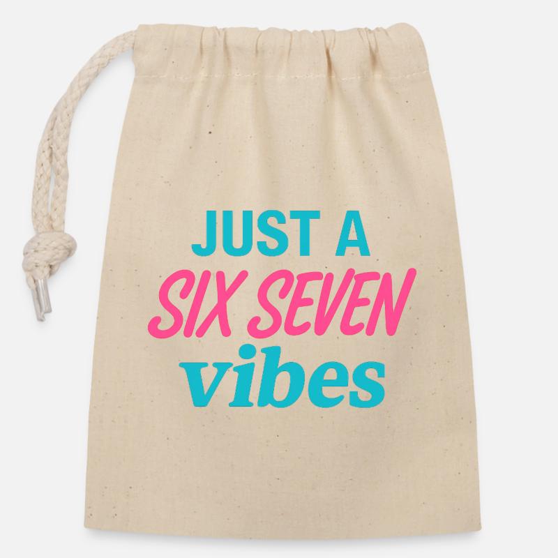 Juste un néon de six sept vibes - Sac cadeau en coton avec cordon (14 x 20 cm) - nature