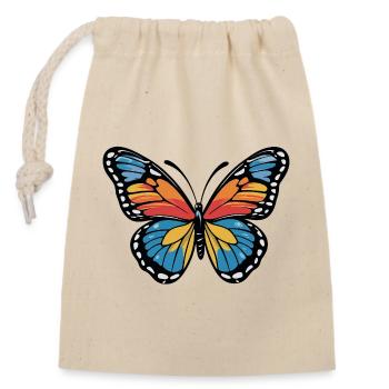 Bunter Schmetterling Farbenspiel - Verschließbarer Geschenkbeutel aus Baumwolle (14x20cm) - Natur - Vorne