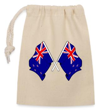 Drapeaux croisés de la Nouvelle-Zélande - Sac cadeau en coton avec cordon (14 x 20 cm) - nature - Devant