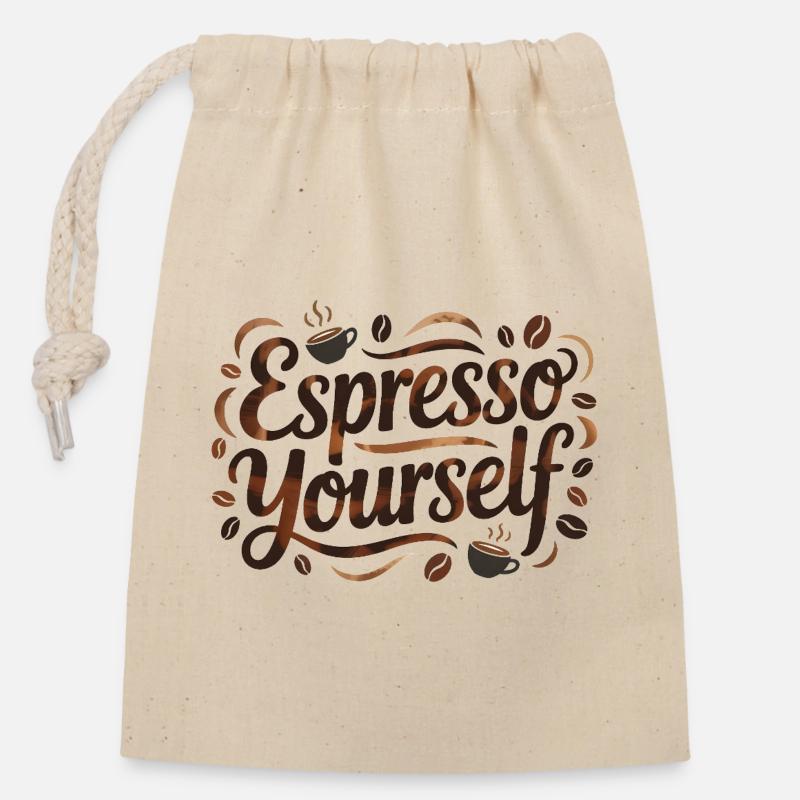 Espresso selbst - Verschließbarer Geschenkbeutel aus Baumwolle (14x20cm) - Natur