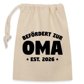 Befördert zur Oma 2026 – Klassisches Oma Statement - Verschließbarer Geschenkbeutel aus Baumwolle (14x20cm) - Natur - Vorne