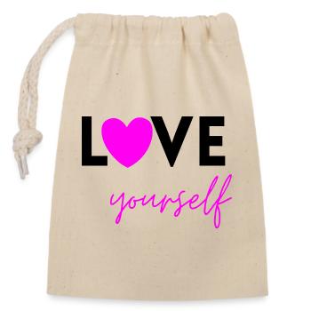 AIME-TOI ROSE ! SENTIMENT D’AUTONOMISATION MENTALE - Sac cadeau en coton avec cordon (14 x 20 cm) - nature - Devant