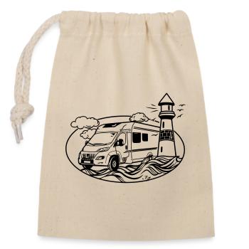 Camping-car au bord de la mer - Sac cadeau en coton avec cordon (14 x 20 cm) - nature - Devant