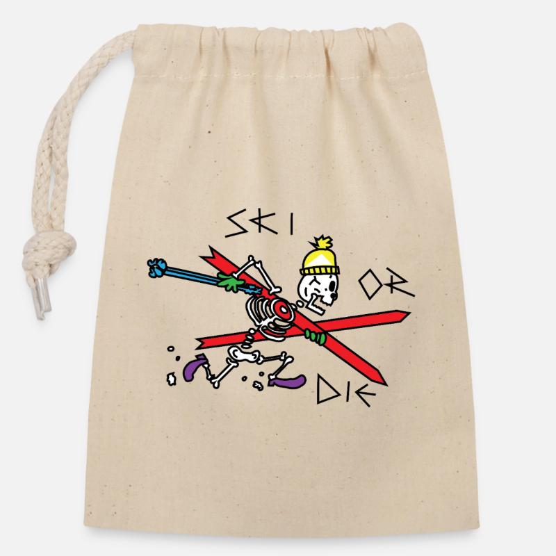 ski_or_die - Closable cotton gift bag (14x20cm) - nature