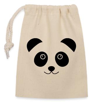Panda-Gesicht - Verschließbarer Geschenkbeutel aus Baumwolle (14x20cm) - Natur - Vorne