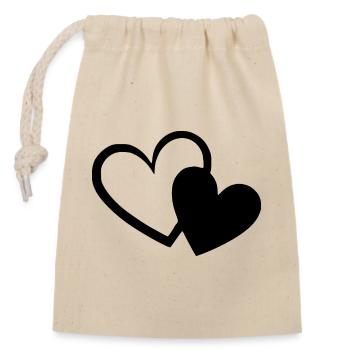 Saint-Valentin Cœur noir, St.valentin - Sac cadeau en coton avec cordon (14 x 20 cm) - nature - Devant