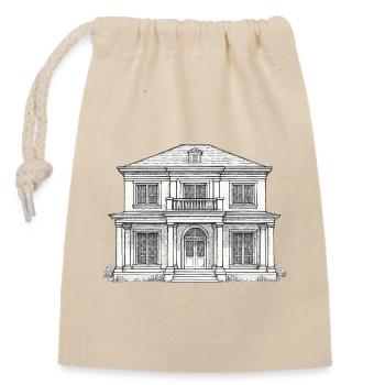 Villa Fassadenzeichnung Vintage-Stil - Verschließbarer Geschenkbeutel aus Baumwolle (14x20cm) - Natur - Vorne
