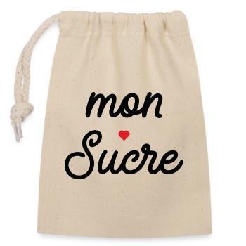Mon cœur Noir Script - Sac cadeau en coton avec cordon (14 x 20 cm) - nature - Devant