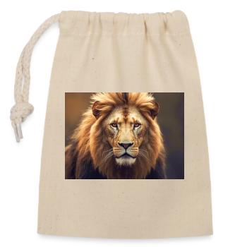 lion male portrait strengthl animal alpha predator - Closable cotton gift bag (14x20cm) - nature - Front