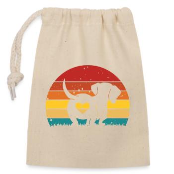 Dog butt - Closable cotton gift bag (14x20cm) - nature - Front