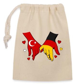 Turkey Germany Flag Holding Hands - Closable cotton gift bag (14x20cm) - nature - Front