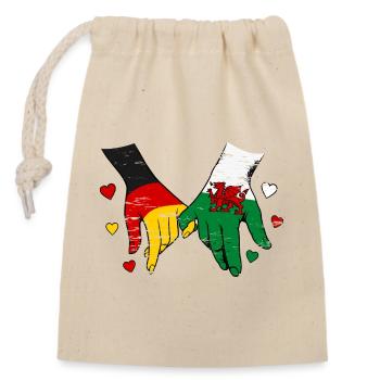 Deutschland_Wales_Flagge_Haendehalten_used - Sac cadeau en coton avec cordon (14 x 20 cm) - nature - Devant