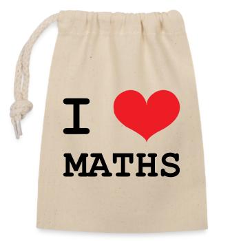 I Love Maths: Passion Mathematics T-Shirt - Verschließbarer Geschenkbeutel aus Baumwolle (14x20cm) - Natur - Vorne