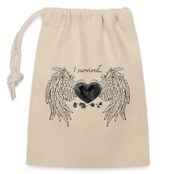 Cœur Noir Brisé - Sac cadeau en coton avec cordon (14 x 20 cm) - nature - Devant