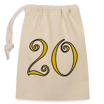 20. 20e ANNIVERSAIRE. ANNIVERSAIRE 20 ANS. 20 ANS. - Sac cadeau en coton avec cordon (14 x 20 cm) - nature - Devant