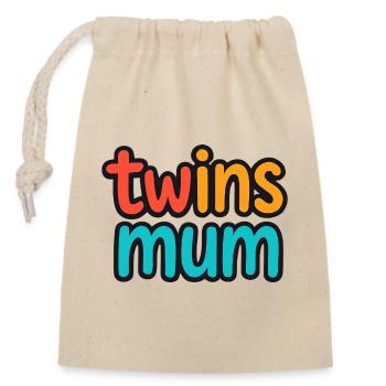 Conception des jumelles maman jumelles - Sac cadeau en coton avec cordon (14 x 20 cm) - nature - Devant
