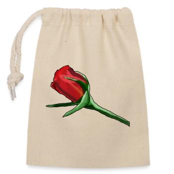 Rote Rose auf Schwarz Painterly - Verschließbarer Geschenkbeutel aus Baumwolle (14x20cm) - Natur - Vorne