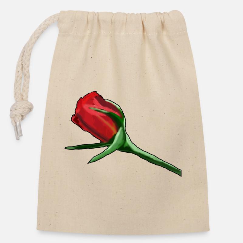 Red Rose on Black Painterly - Closable cotton gift bag (14x20cm) - nature