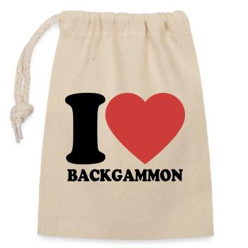 J’adore le backgammon | Jeu de société | Don - Sac cadeau en coton avec cordon (14 x 20 cm) - nature - Devant