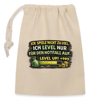 Ich Level nur für den Notfall Auf! - Verschließbarer Geschenkbeutel aus Baumwolle (14x20cm) - Natur - Vorne