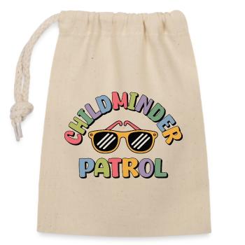 Tagesmutter Childminder Patrol Nanny - Closable cotton gift bag (14x20cm) - nature - Front