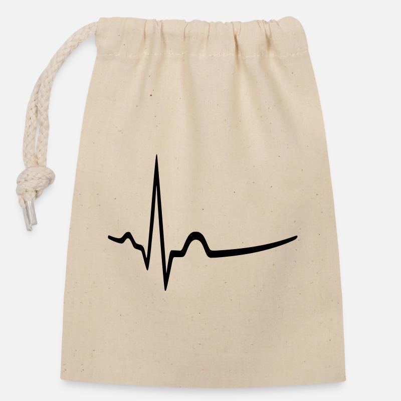ECG - rythme sinusal - médecin - Sac cadeau en coton avec cordon (14 x 20 cm) - nature