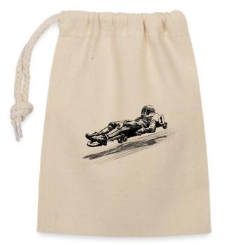 Street luge - Closable cotton gift bag (14x20cm) - nature - Front
