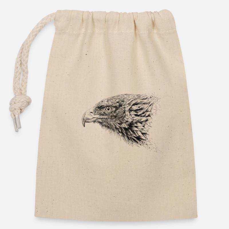 Eagle - Closable cotton gift bag (14x20cm) - nature