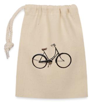 Female bike - Closable cotton gift bag (14x20cm) - nature - Front