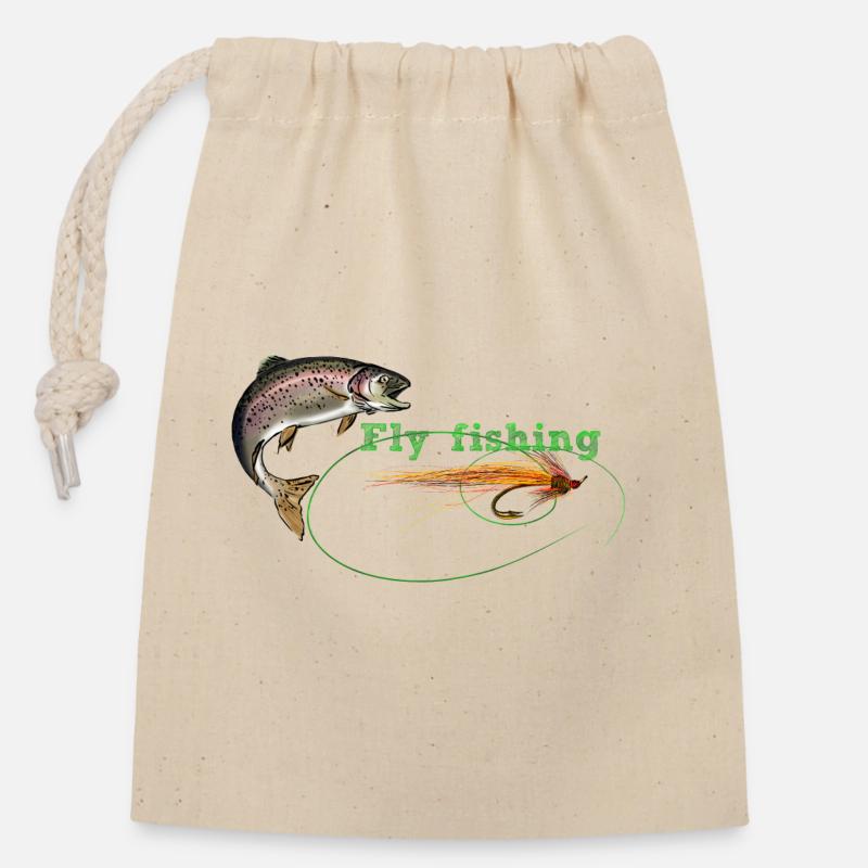 Fly fishing - Verschließbarer Geschenkbeutel aus Baumwolle (14x20cm) - Natur