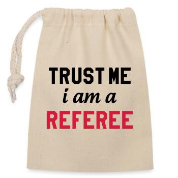 Referee - Schiedsrichter Arbitre - Sport - Match - Verschließbarer Geschenkbeutel aus Baumwolle (14x20cm) - Natur - Vorne