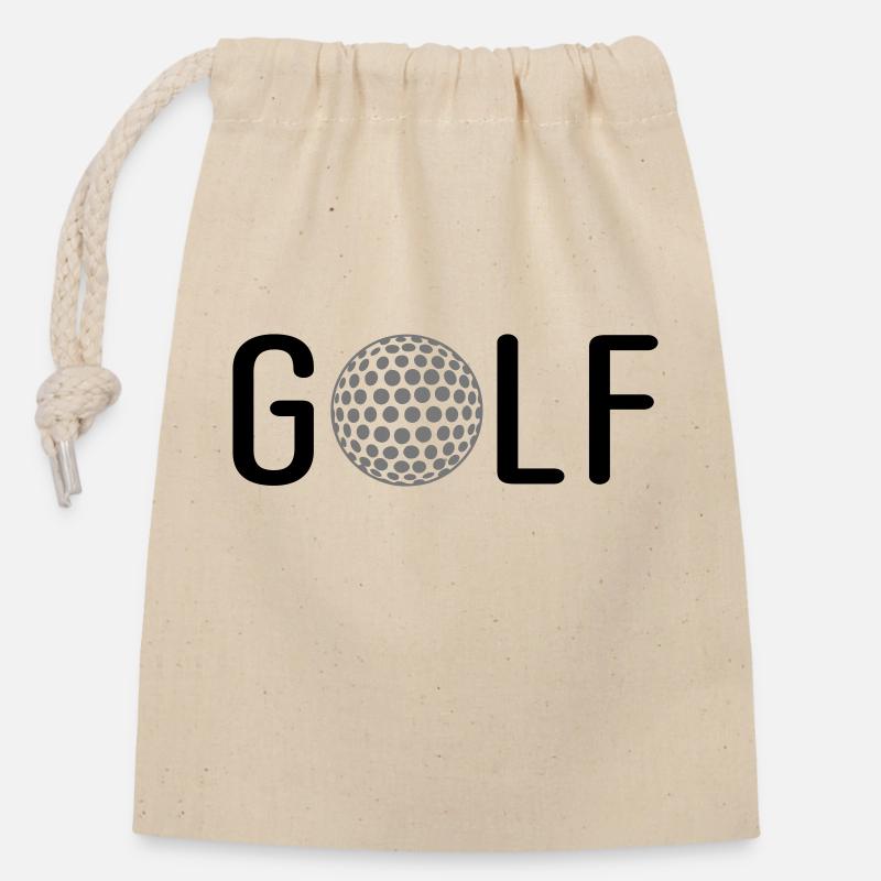 Golf - Verschließbarer Geschenkbeutel aus Baumwolle (14x20cm) - Natur