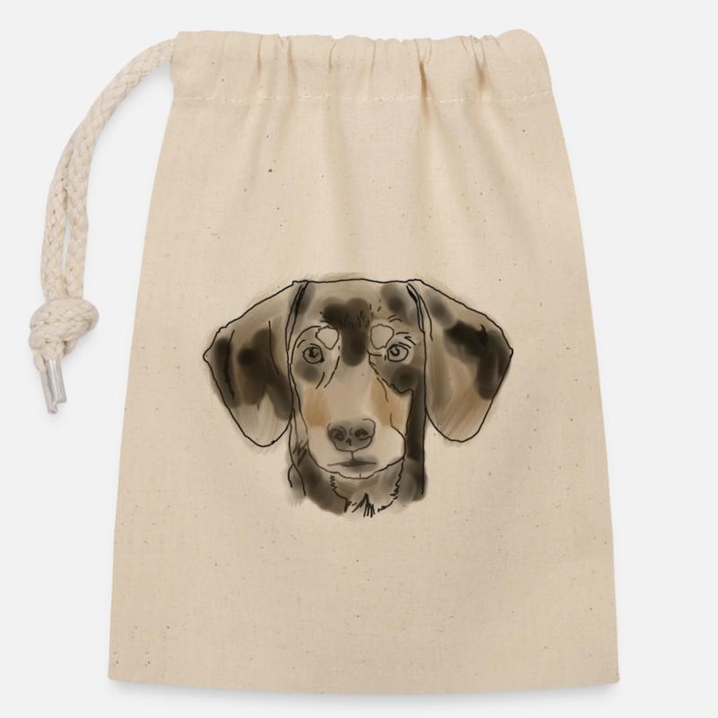 Dachshund - Closable cotton gift bag (14x20cm) - nature