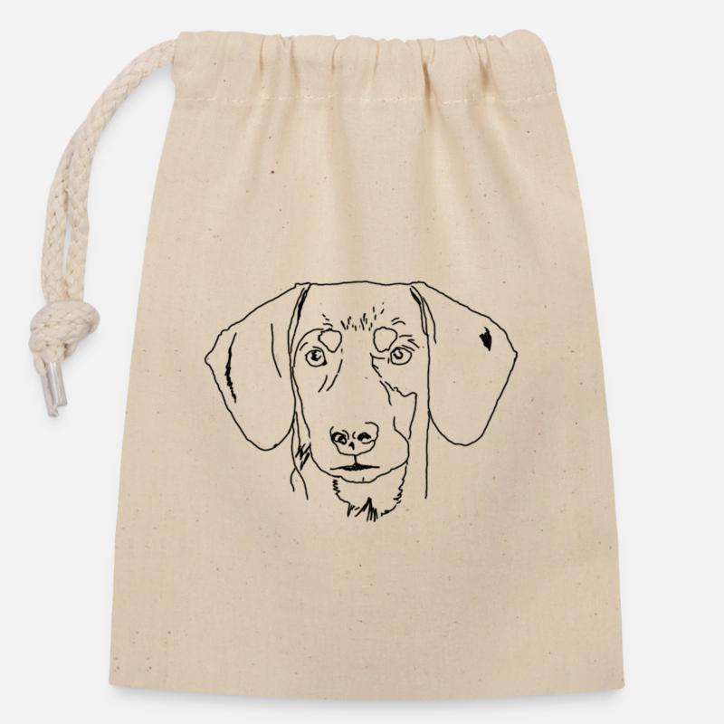 Dachshund - Closable cotton gift bag (14x20cm) - nature