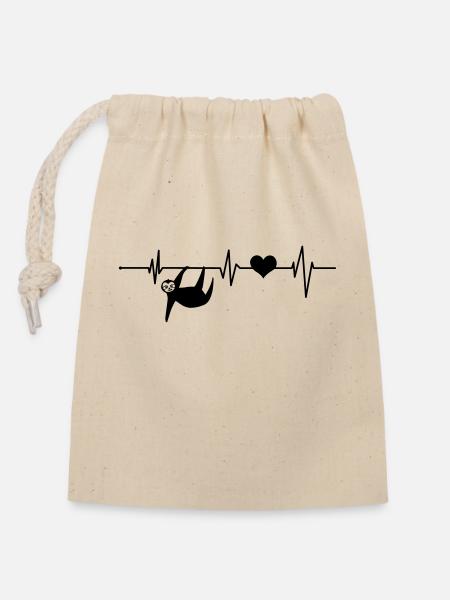 Herzschlag Faultier EKG Chiller Chill faul lustig - Verschließbarer Geschenkbeutel aus Baumwolle (14x20cm) - Natur