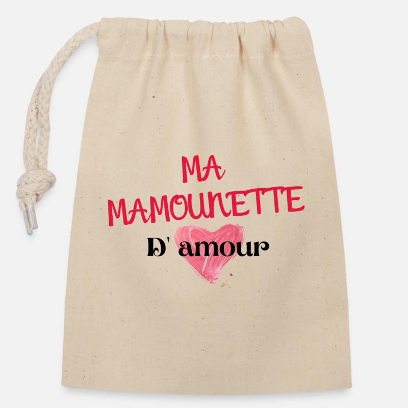 fête des mamans d' amour - Sac cadeau en coton avec cordon (14 x 20 cm) - nature