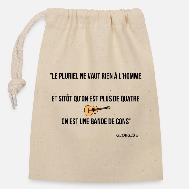 Sitôt qu'on est plus de 4... - Sac cadeau en coton avec cordon (14 x 20 cm) - nature