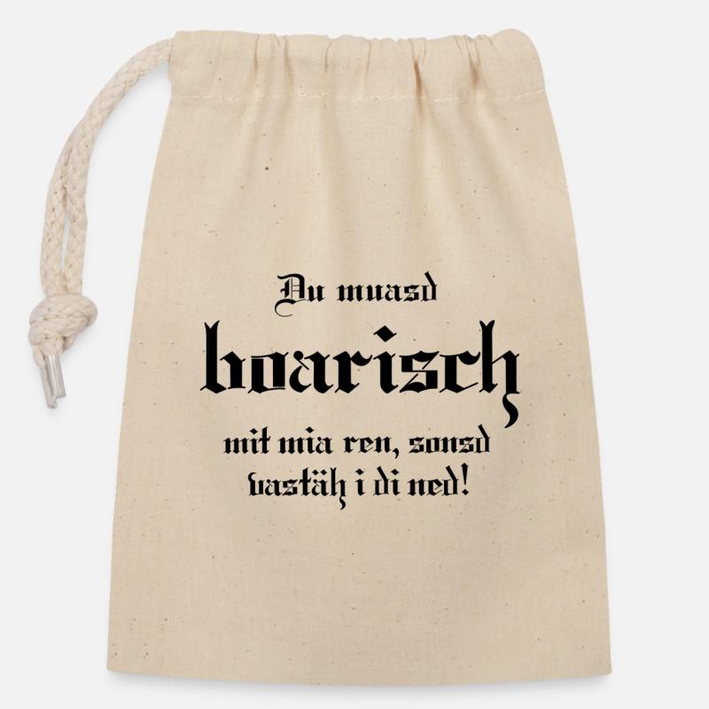 Boarisch - Verschließbarer Geschenkbeutel aus Baumwolle (14x20cm) - Natur