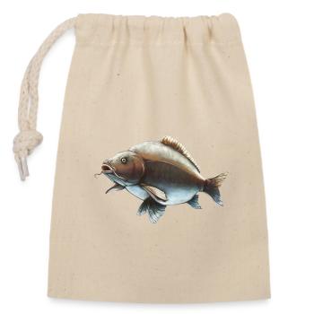 Spiegelkarpfenfischen-Design Realistischer Karpfen - Verschließbarer Geschenkbeutel aus Baumwolle (14x20cm) - Natur - Vorne