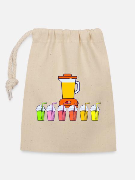 Mixer und Smoothie - Verschließbarer Geschenkbeutel aus Baumwolle (14x20cm) - Natur