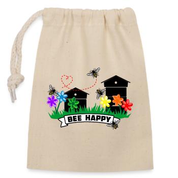 Serres à miel et fleurs - Sac cadeau en coton avec cordon (14 x 20 cm) - nature - Devant