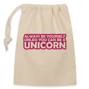 Quote be yourself unicorn - Closable cotton gift bag (14x20cm) - nature - Front