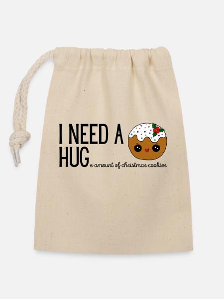 I NEED A HUGe amount of christmas cookies black - Verschließbarer Geschenkbeutel aus Baumwolle (14x20cm) - Natur