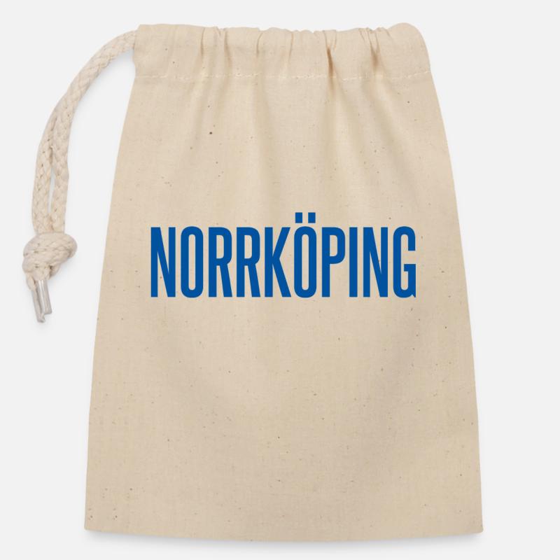 Norrköping - Closable cotton gift bag (14x20cm) - nature