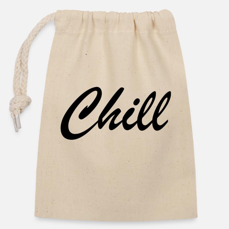 Chill - Closable cotton gift bag (14x20cm) - nature