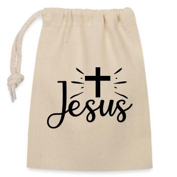 Kruzifix Jesus - Verschließbarer Geschenkbeutel aus Baumwolle (14x20cm) - Natur - Vorne