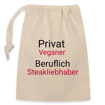 Vegan? Steak? - Verschließbarer Geschenkbeutel aus Baumwolle (14x20cm) - Natur - Vorne