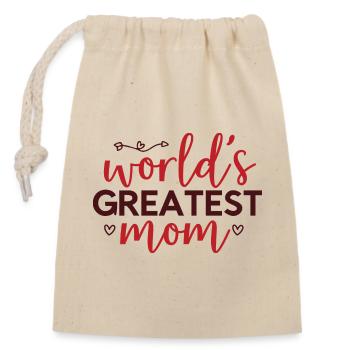 La plus grande maman du monde - Sac cadeau en coton avec cordon (14 x 20 cm) - nature - Devant