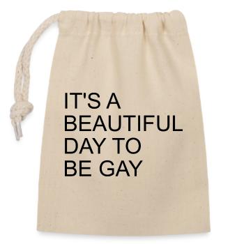 C’est une belle journée pour être gay - Sac cadeau en coton avec cordon (14 x 20 cm) - nature - Devant